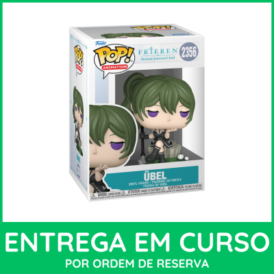 Figura Funko Pop da personagem Übel da série Frieren Beyond Journeys End, vinil, cabelo verde, olhos roxos, roupa preta, caixa com janela