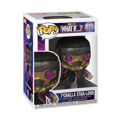 Figura Pop! de vinil T'Challa Star-Lord da Marvel Studios em caixa