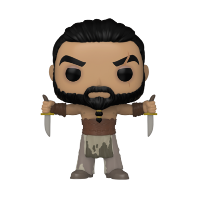 Figura Funko Pop de personagem com barba segurando adagas