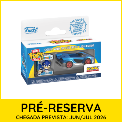 Brinquedo Bitty Pop! Sonic e carro Speed Star Lightning em caixa