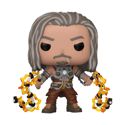 Figura Funko Pop masculina com correntes de fogo