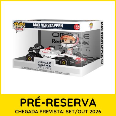 Figura Funko Pop! Rides Max Verstappen com carro de Fórmula 1 dentro de caixa