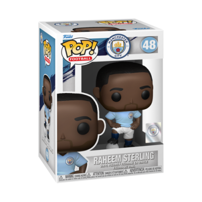 Funko Pop! Football Raheem Sterling Manchester City número 48 na caixa com janela