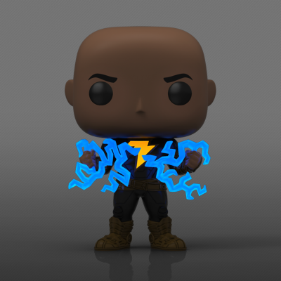 Figura colecionável Funko Pop personagem careca com efeitos elétricos azuis