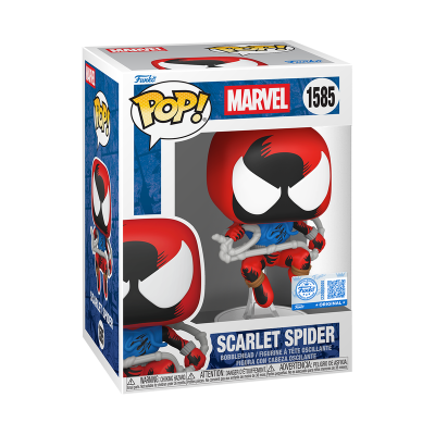 Figura Funko Pop! Scarlet Spider da Marvel na embalagem