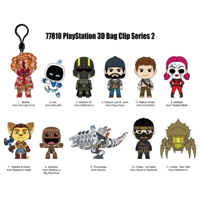 Porta-chaves 3D PlayStation Série 2 com personagens de vários jogos.