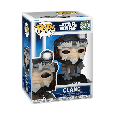 Funko Pop! Star Wars Clang número 820 em caixa azul com janela transparente