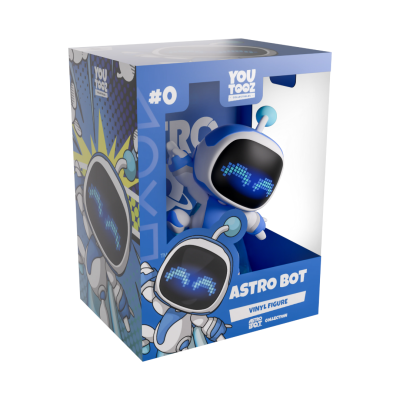 Figura de vinil Astro Bot azul e branco em caixa YouTooz