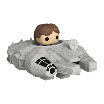 Figura de vinil na nave Millennium Falcon cinza
