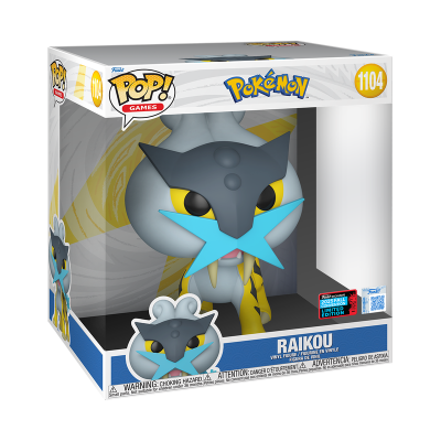 Funko Pop! Raikou de vinil na caixa branca com detalhes amarelos e azuis, edição limitada 2023