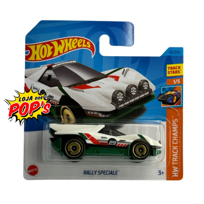 Carrinho de brinquedo Hot Wheels Rally Speciale em embalagem azul