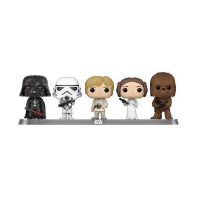 Conjunto de figuras Funko Pop de personagens Star Wars em base cinza
