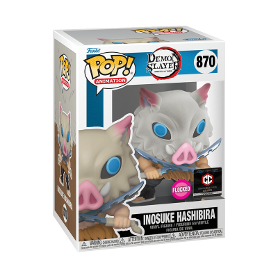 Funko Pop! Animation de Inosuke Hashibira com máscara de javali e duas lâminas