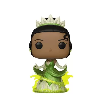 Boneco Funko Pop personagem feminina com vestido verde e coroa prateada