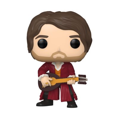 Figura Funko Pop com casaco vermelho e guitarra