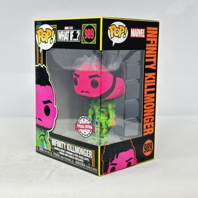 Funko Pop! Infinity Killmonger número 989 na caixa com janela transparente e selo Special Edition