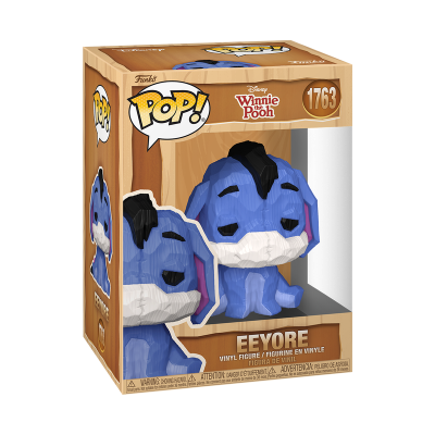 Figura Funko Pop! de vinil do personagem Eyore de Winnie the Pooh na embalagem de madeira