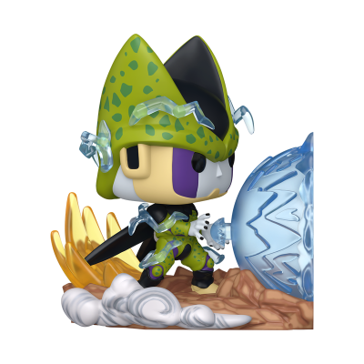 Figura estilizada Funko Pop com personagem verde e efeitos de energia azul