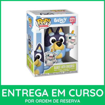 Caixa de figura de vinil Pop! Animation Bluey Bandit with Unicorse