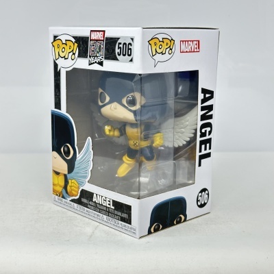 Boneco Funko Pop Marvel Angel número 506 em caixa com janela transparente