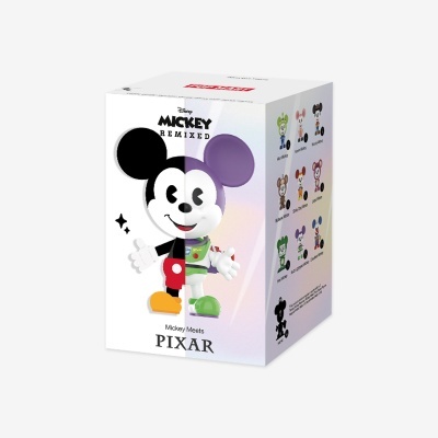 Caixa branca com figura de Mickey Metade Clássico Metade Buzz Lightyear