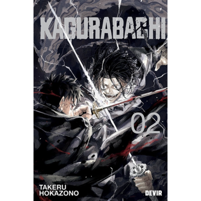 Capa do manga KAGURABACHI, volume 02, duas personagens em luta com katanas