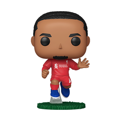 Figura colecionável Funko Pop jogador Liverpool vermelho calçado azul base verde