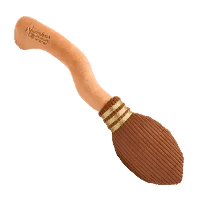 Colher de cerâmica com cabo curvo bege e parte inferior em tecido castanho riscado