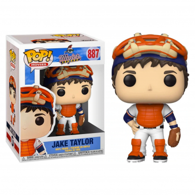 Figura Funko Pop Jake Taylor com equipamento de basebol laranja e branco