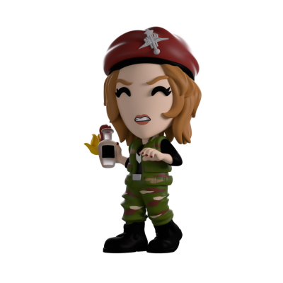 Figura de ação cartoon com roupa camuflada e boina vermelha