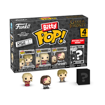 Pack Funko Pop! Bitty Game of Thrones com quatro figuras miniatura e caixa preta