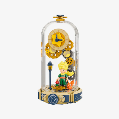 Relógio decorativo Pequeno Príncipe com engrenagens sob vidro