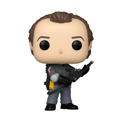 Figura Funko Pop Ghostbusters com uniforme cinza e arma