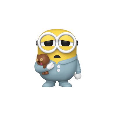 Figura Minion de pijama azul a segurar ursinho castanho