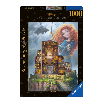 Caixa de puzzle Ravensburger Disney Castle Collection com castelo e personagem ruiva