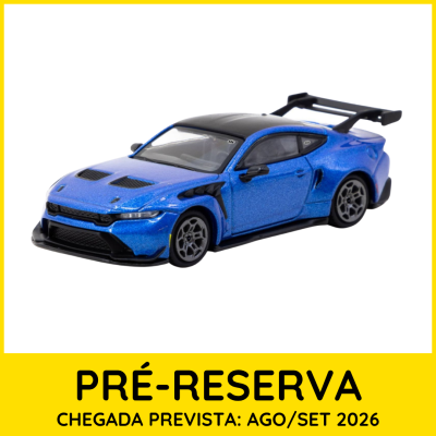 Miniatura de carro desportivo azul metálico com tejadilho preto e spoiler