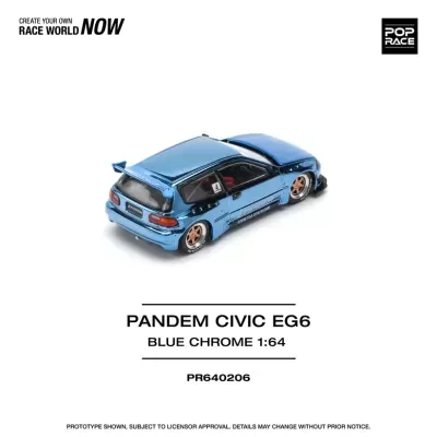 Miniatura azul cromo de carro Pandem Civic EG6 escala 1:64