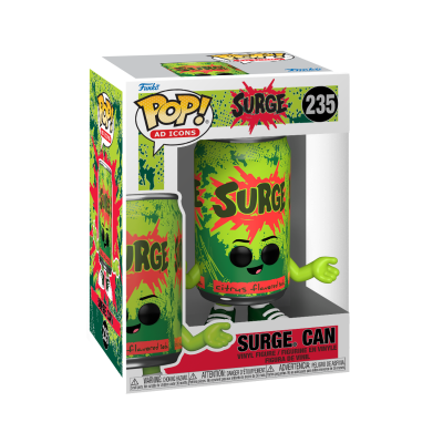 Figura Funko Pop! Surge Can na caixa com design verde e vermelho