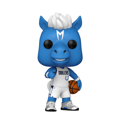 Figura colecionável de cavalo azul com uniforme de basquetebol branco e bola laranja