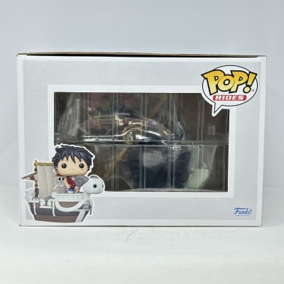 Figura Funko Pop em caixa branca com janela transparente e texto POP! RIDES