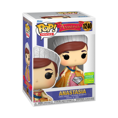 Funko Pop! Anastasia número 1240 em embalagem transparente e colorida.