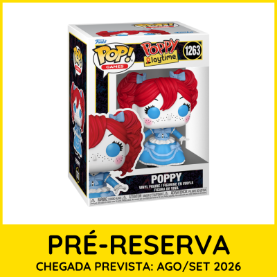 Figura Funko Pop! Poppy Playtime com cabelo ruivo e vestido azul em caixa