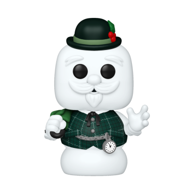 Boneco de neve estilo Funko Pop com chapéu verde e colete xadrez