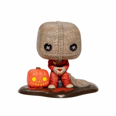 Figura Funko Pop com cabeça de saco de juta e abóbora iluminada