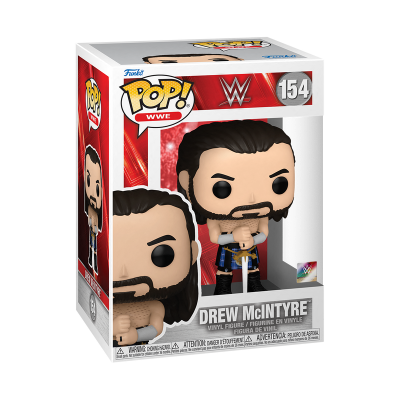 Caixa Funko Pop WWE Drew McIntyre número 154 com figura de vinil