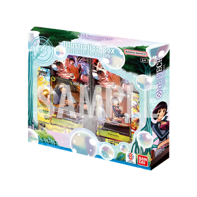 Caixa de cartas colecionáveis One Piece com ilustrações de Rayleigh e Shakuyaku.