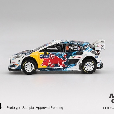 Miniatura de carro de rali com decoração Red Bull e Castrol