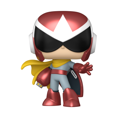 Figura colecionável com capacete vermelho e viseira preta, fato azul claro e cachecol amarelo