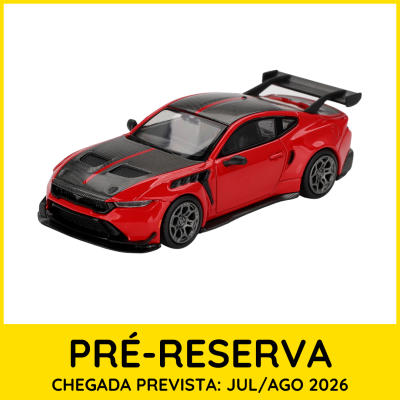 Miniatura de carro desportivo vermelho com capô e teto preto carboneto e spoiler traseiro preto