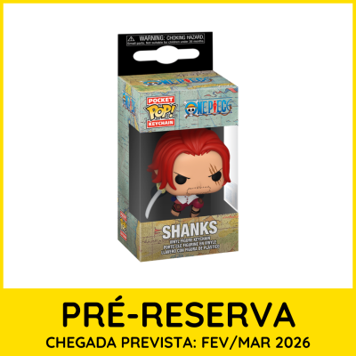 Chaveiro figura de vinil Shanks em caixa de colecionador com tema One Piece